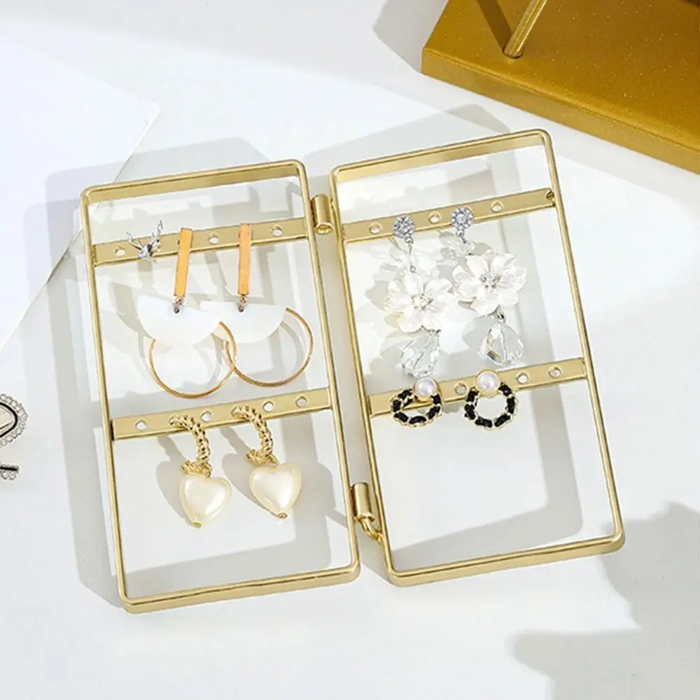 

Foldable Jewelry Rack Multi-hooks Nordic Style Bracelet Organizer Rack Gold Iron Earrings Storage Shelf Jewelry Packaging