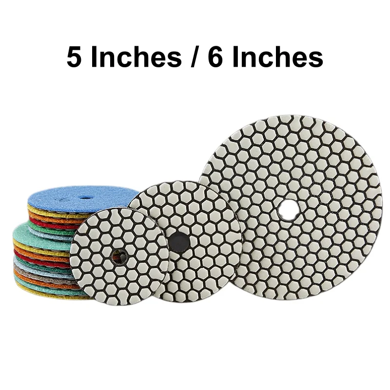 

7 PCS 5"/6" Diamond Dry Polishing Pad Sharp Flexible Sanding Disc For Granite Marble Stone Ceramic Grinding and Sanding