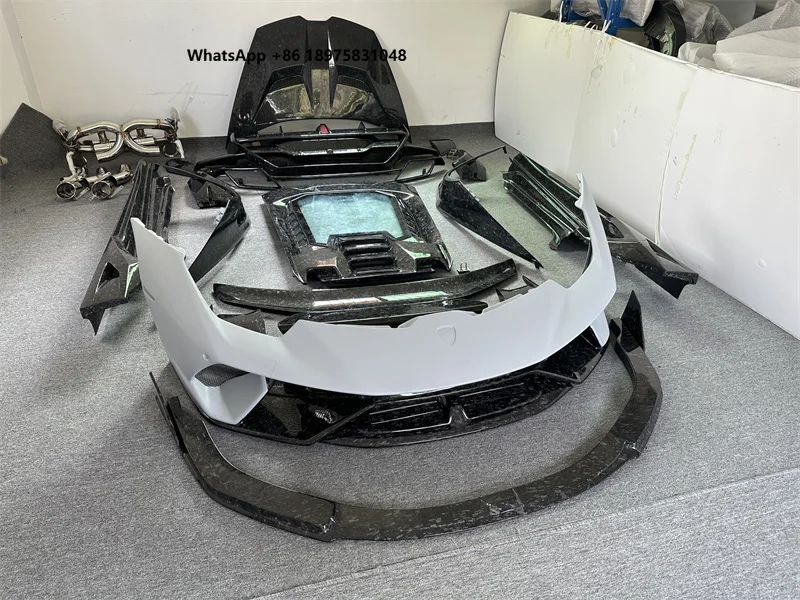 ForLamborghini LP610 LP580 Forged Carbon Fiber Performancf Style Body Kit, Front and Rear Bumpers, Tail Wing with Exhatust