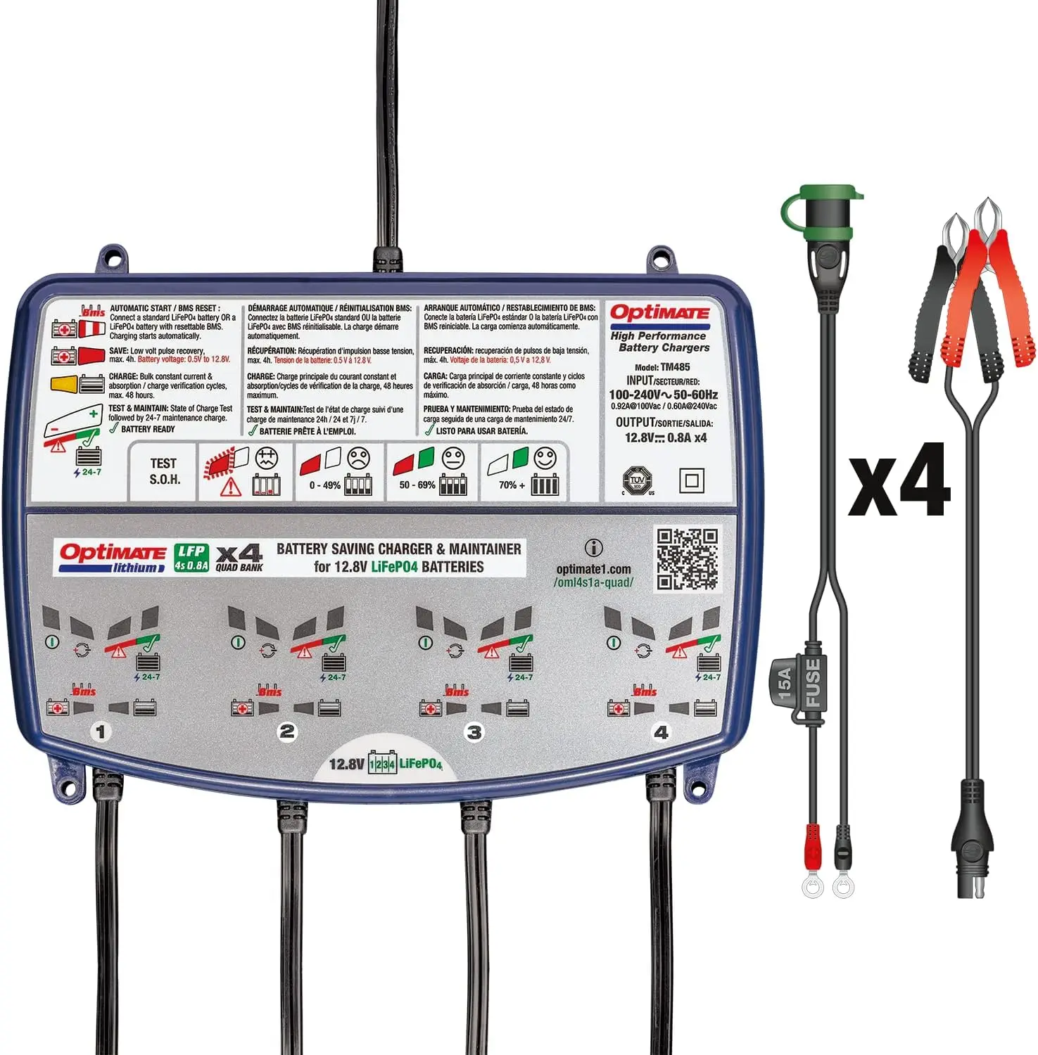

4s 0,8A Quad Bank, TM485, 8-ступенчатое зарядное устройство и устройство для экономии литиевых батарей 4x12,8 В 0,8 А
