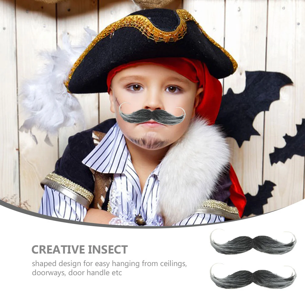 2 Pcs Halloween Beard Shampoo for Men Grey False Mustache Realistic Cosplay Roller Child