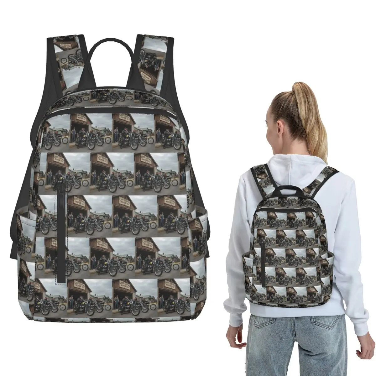 

BIKERS Los Angeles Suburb 1967 Backpack Large Capacity Kids BookBag School Bag Shoulder Bags for Men Women