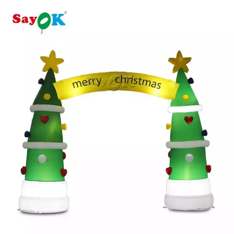 

SAYOK Inflatable Christmas Tree Arch Entrance Inflatable Merry Christmas Archway with Lights for Indoor Outdoor Party Decoration