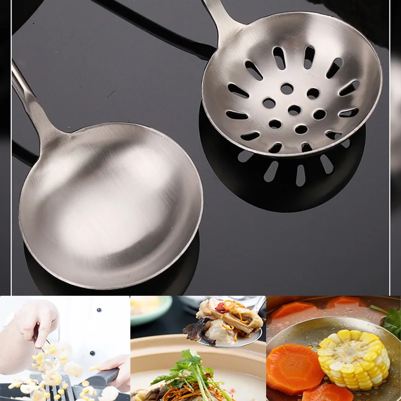 304 Stainless Steel Wooden Handle Scoop Anti-Ironing Thickened Stir-Fried Shovel Household Kitchen Utensils