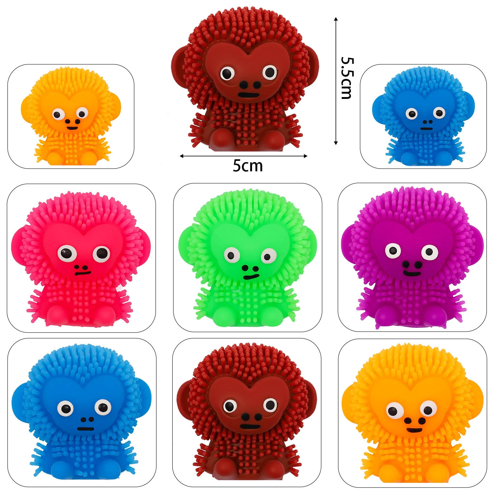 5 pçs bonito inflável macaco espinhoso bola elástica alívio do estresse pitada fidget anti-stress brinquedo mole engraçado espremer bolas sensoriais