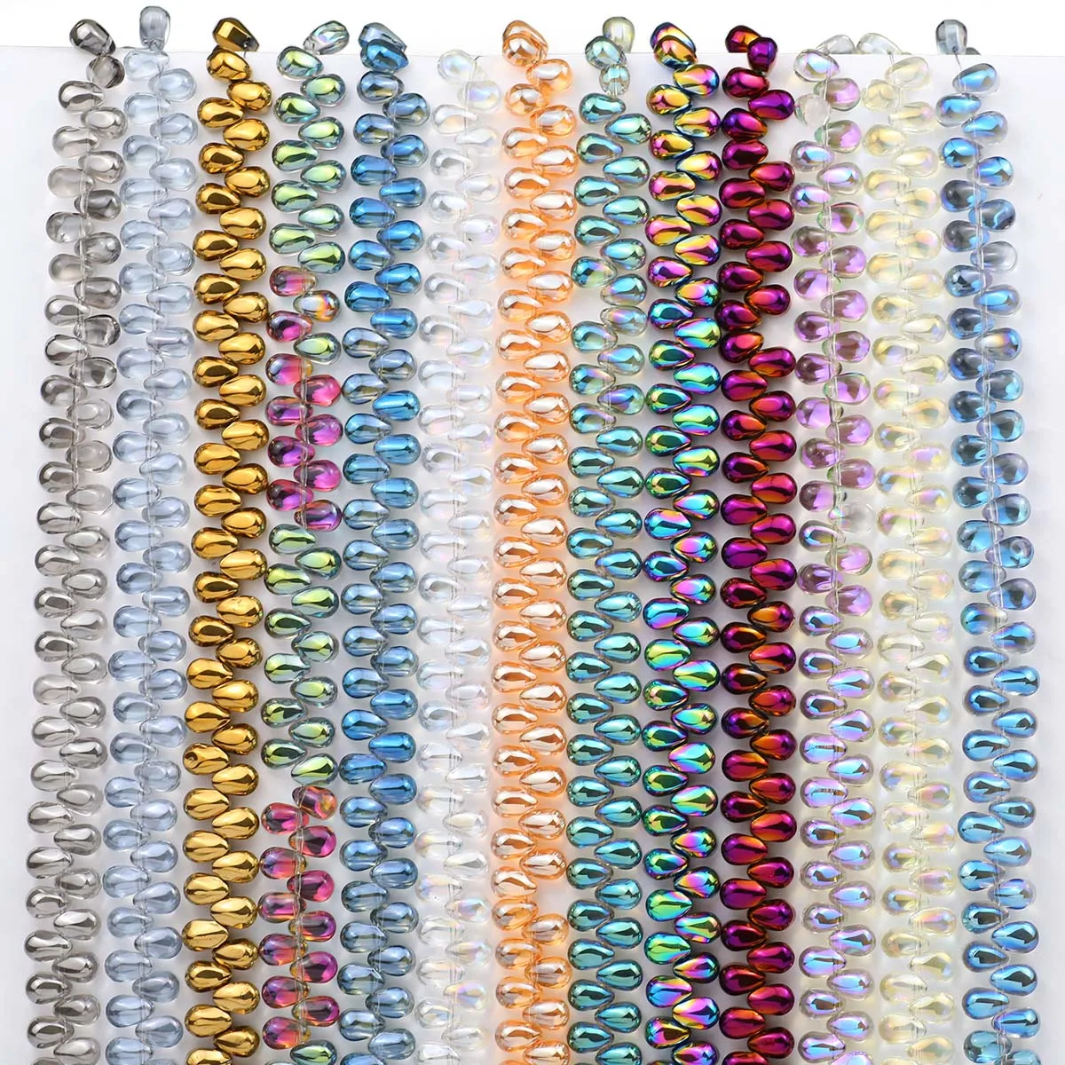 1 Strand About 90Pcs 6mm Crystal Glass Water Drop Shape AB Color Beads For DIY Bracelets Necklaces Jewelry Making Craft Supplies