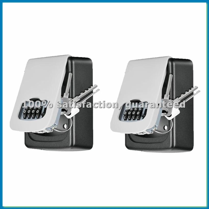 Key Lock Box Wall Mounted, 4 Digit Combination Lockbox for Outside 5 Keys Capacity(Gray, 2 Pack)-BCBW