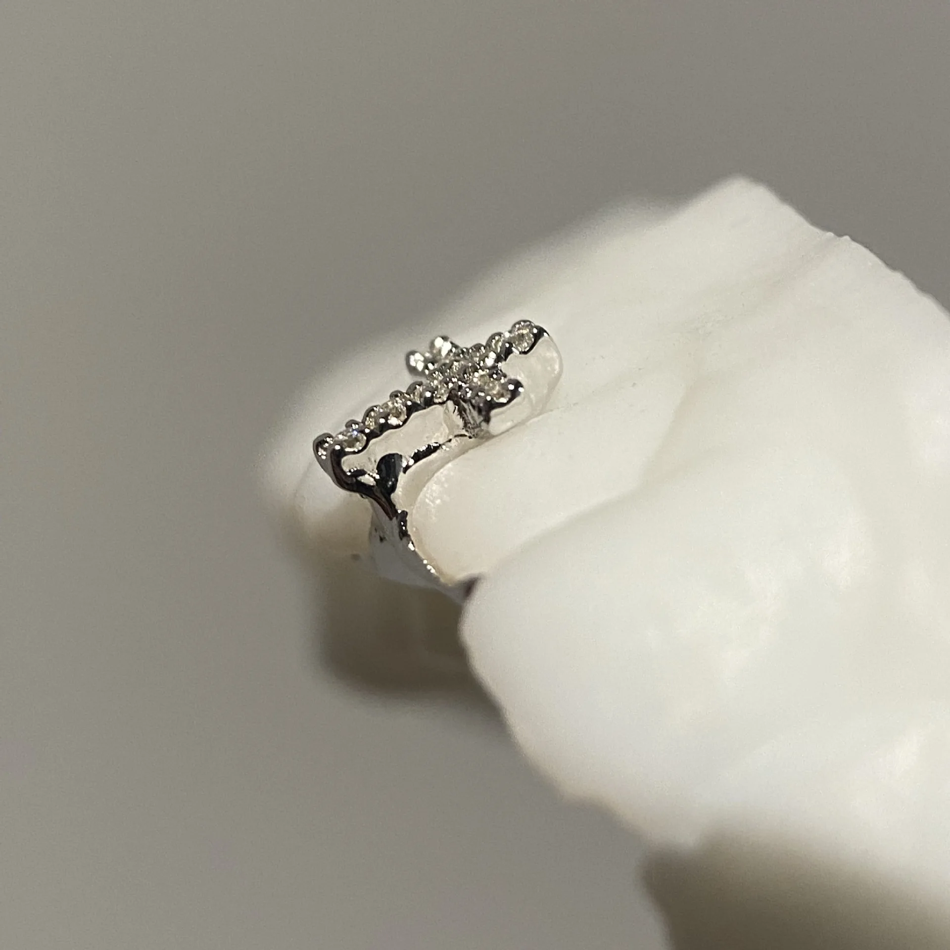 925 Silver Mozzarella Diamond Cross Tooth Decoration European And American Style Hot-selling