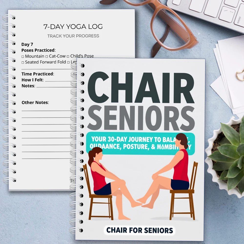 

Chair Yoga Logbook Notebook Fitness Plan for Seniors 60+, Gentle Seated Yoga for Balance Flexibility, 30 Day Challenge A5 Easy