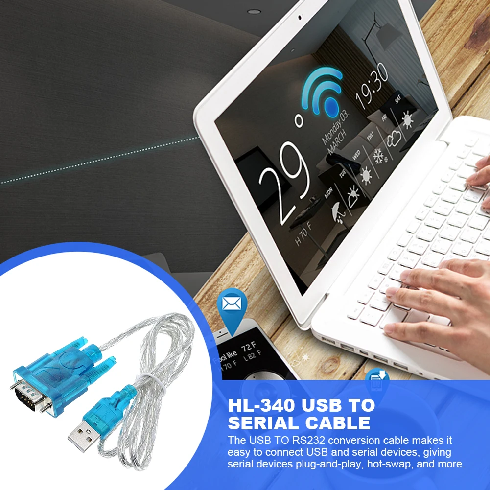 HL-340 USB إلى RS232 COM منفذ كابل تسلسلي محول USB إلى 9 دبوس كابل تسلسلي متوافق مع Windows7 64 بت