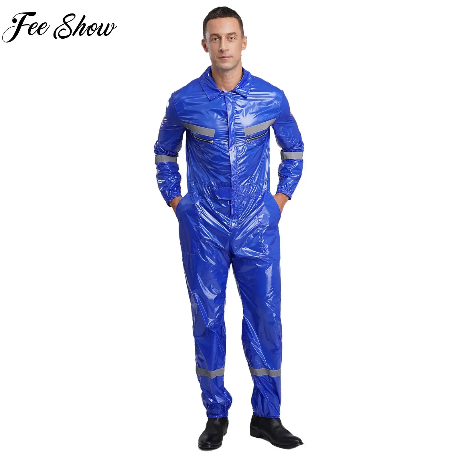 

Adult Halloween Cosplay Jumpsuit Mens Waterproof Lightweight Coverall Long Sleeve Workwear One-piece Jumpsuit for Spraying Paint