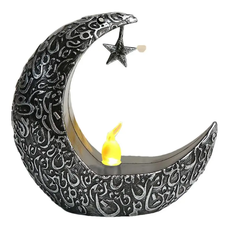 

Eid Candle Light Tabletop Moon Star Light Eid Moon Star Light Elegant Candle Lantern Tabletop LED Light Rustic Ornaments