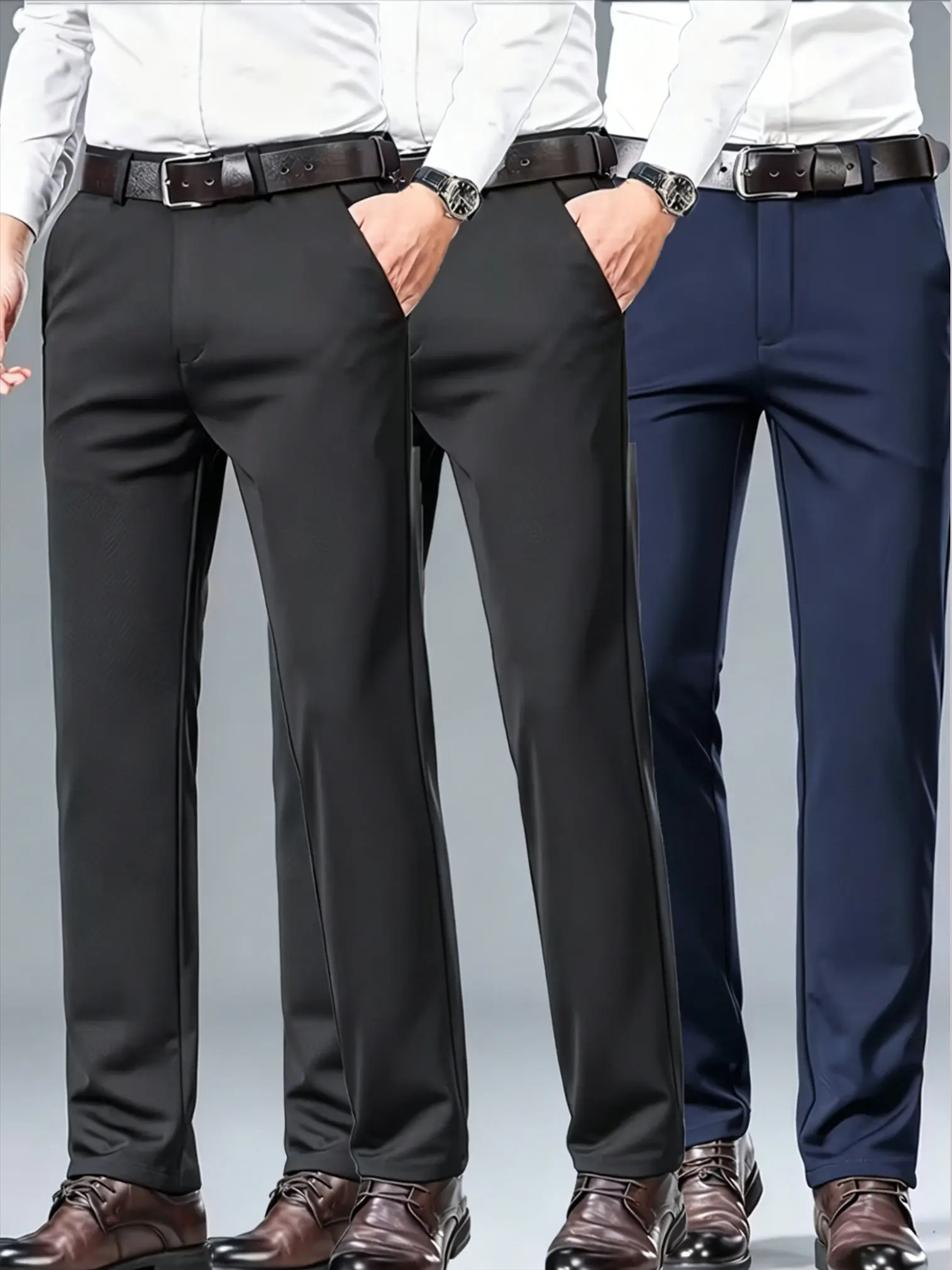 3-Pack Men's Straight-Leg Casual Pants Versatile Everyday Wear for All Occasions Comfortable Fit Fashionable Basic Trousers