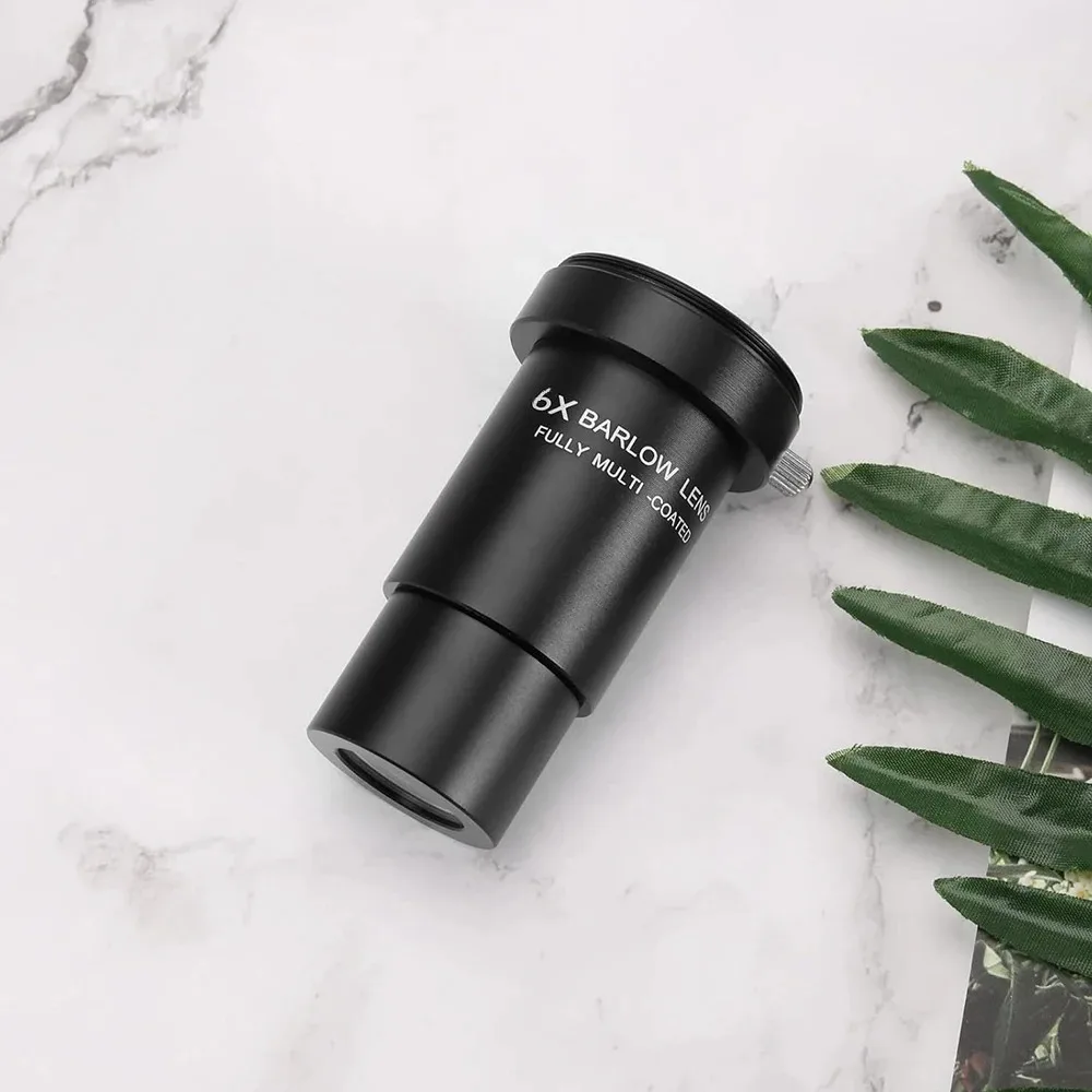 6 X Barlow Lens 1.25 Inch Full Metal Multiple Coating with M42 Thread and FMC Green Film Aluminium Alloy for Astronomy Telescope