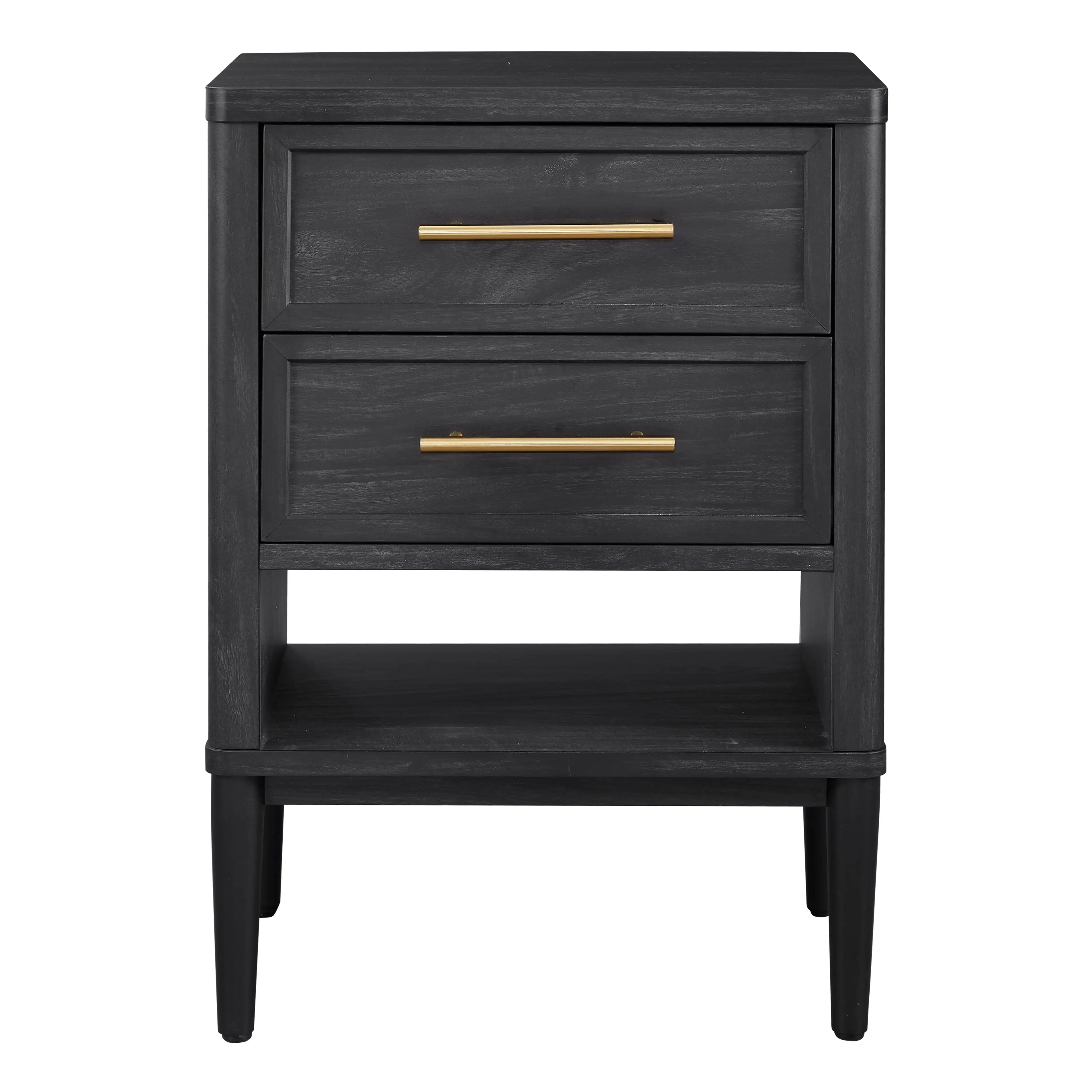 2 Drawer Nightstand for Bedroom Charcoal Finish Freestanding Practical As A Storage Table for Storing Small Clothes