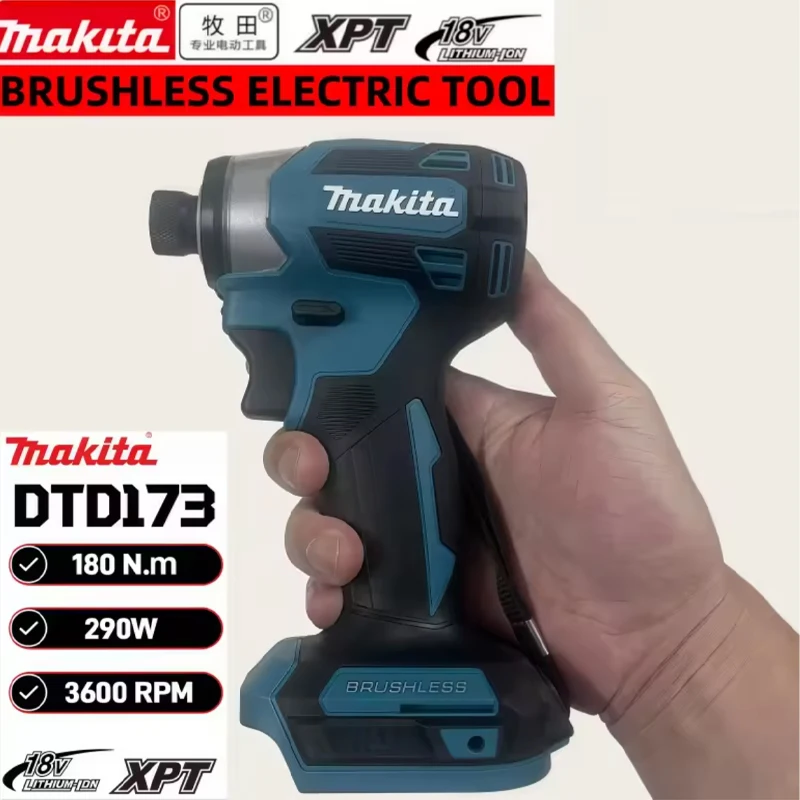 18V Makita DTD173 Akumulátorový rázový utahovák 180 Nm Bezuhlíková elektrická vrtačka/šroubovák LED světlo pro kutily a profesionální projekty - náhled 2