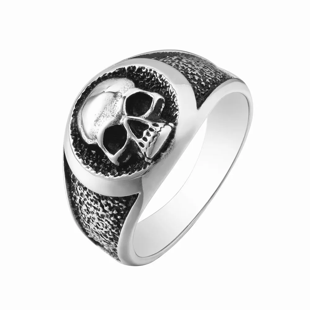 European and n character retro man skull man stainless steel ring