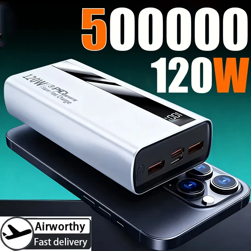 

500000 мАч PowerBank большой емкости 120 Вт сверхбыстрая зарядка портативный внешний аккумулятор Powerbank для iphone Samsung Huawei