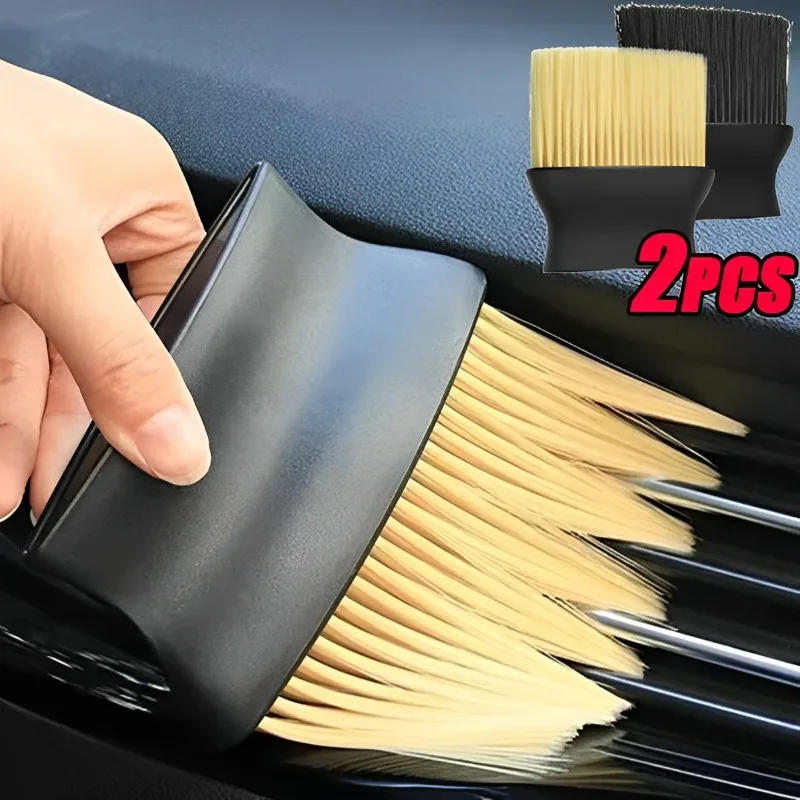 2-1pcs Car Air Outlet Cleaning Brush Detail Crevice Dust Removal Home Office Dust Sweeping Brushes Tool Car Interior Accessories