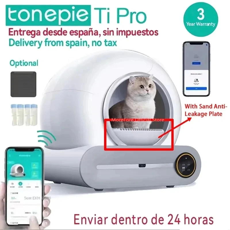 【English Version】Tonepie Automatic Smart Cat Litter Box App Control Pet Toilet Litter Tray Ionic Deodorizer 65L