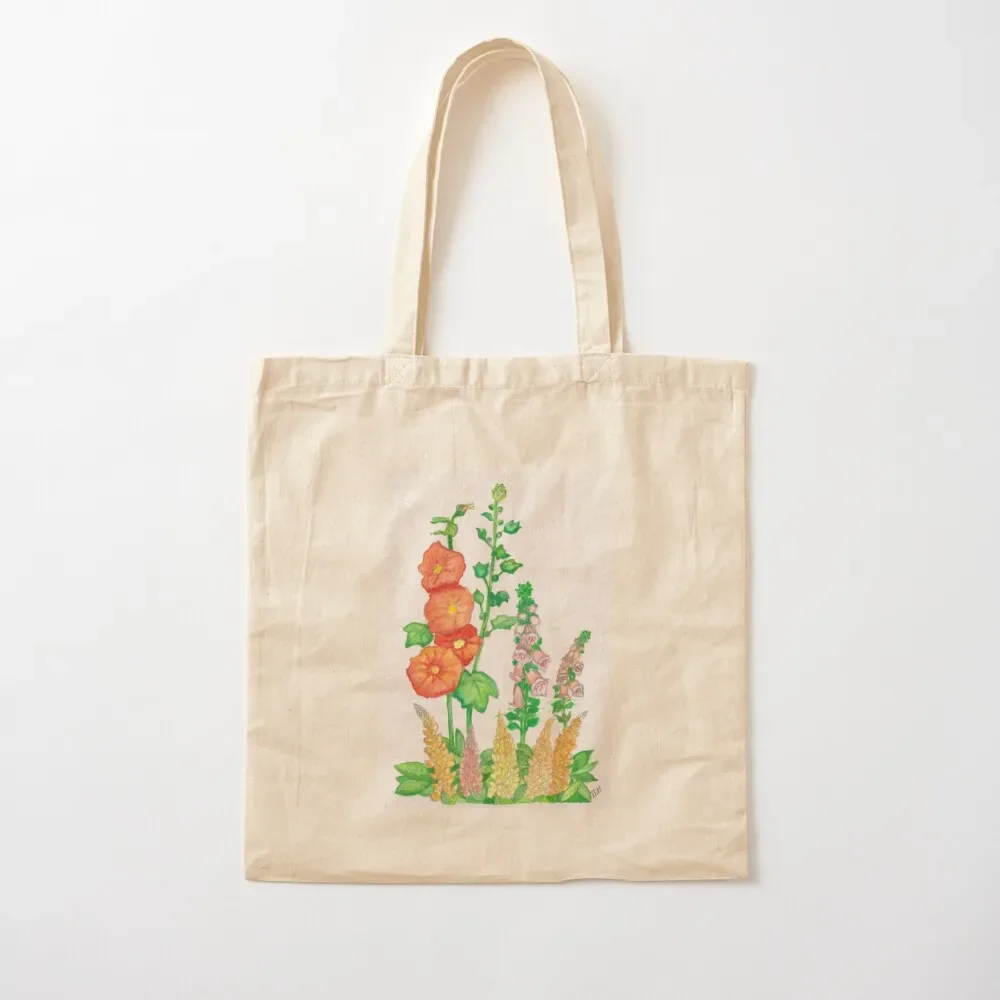 Foxgloves, hollyhocks, and lupines Tote Bag tote bags men personalized tote bag custom