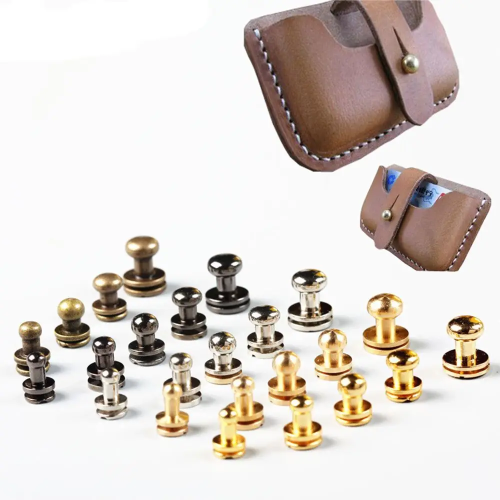 10pcs Round Cloth Button Brass Nail Leather Craft Clothes/Bag/Shoes Garment Rivets Monk Head Screws