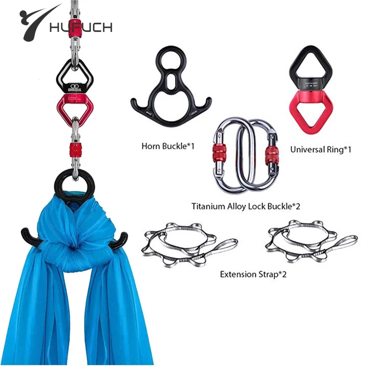 Hardware for Aerial Dance Set Aerial Silk Swivel Climbing Yoga Accessories Fly Aerial Silks and Hammock Swing Accessories Set