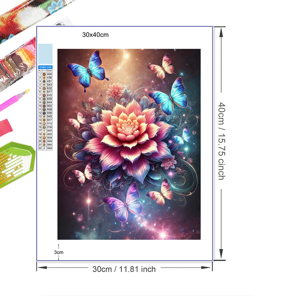 5D DIY جديد زهرة الماس طقم الطلاء فراشة عبر غرزة التطريز فسيفساء الراين صورة اليدوية هدية جدار ديكور