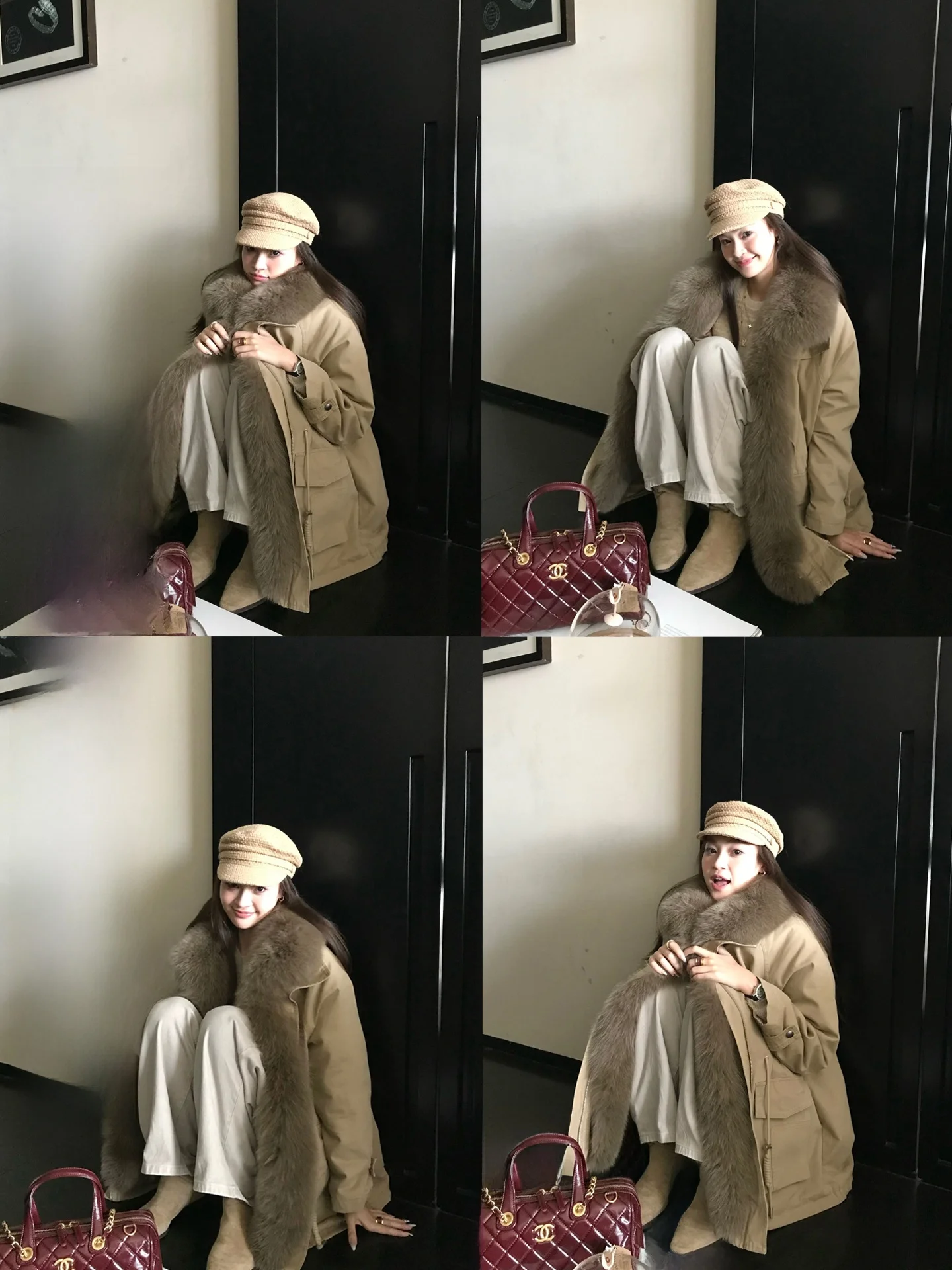 

ZM Zhou Mi New Large Fur Collar Parka down Jaet Women's Mid-Length Fur Coat Winter Warm Detachable Design Casual Sle