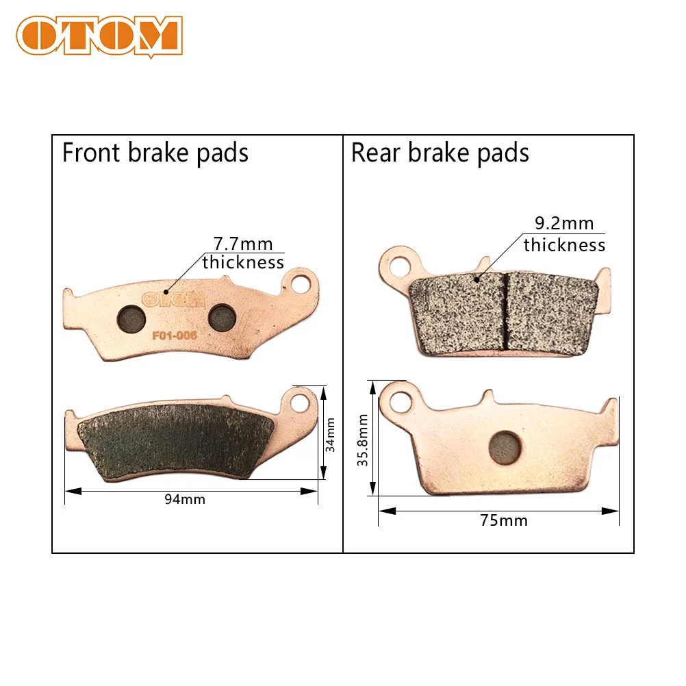 OTOM Motocross Front Rear Brake Pads Copper-based Sintered Disc For HONDA CRF KAWASAKI KX GAS GAS SUZUKI RM DRZ400 TM YAMAHA YZ