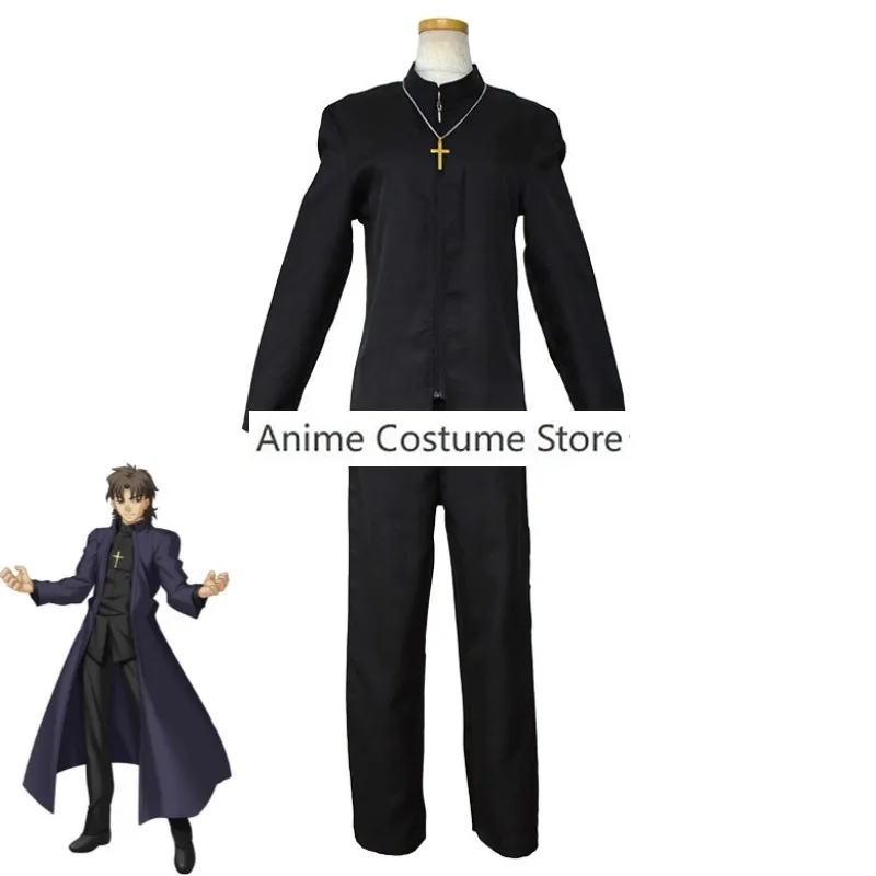 Game Fate/Zero Stay Night Kotomine Kirei Cosplay Costume Wig Anime Woman Man Father Uniform Outfit Halloween Carnival Party Suit