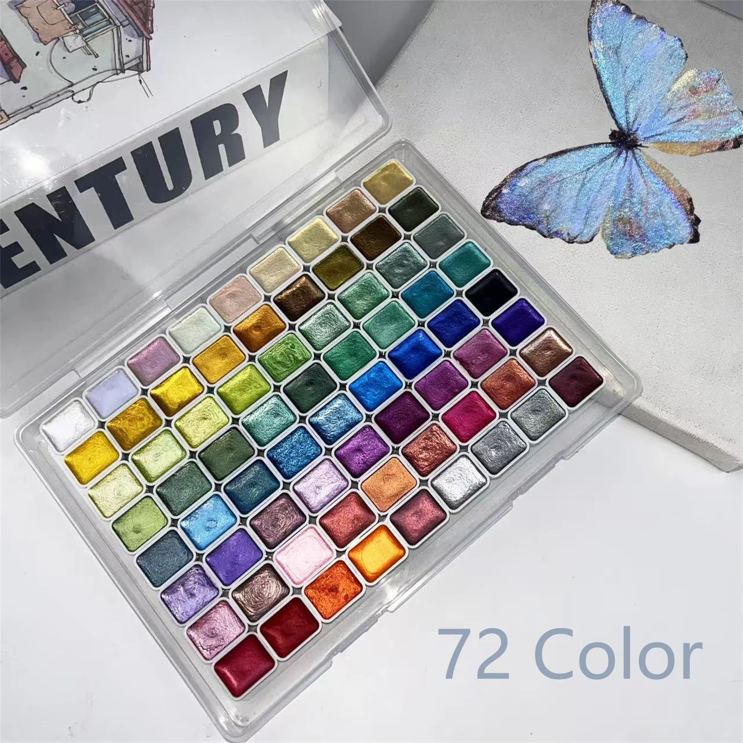 

Набор из 72 цветов перламутровых акварельных красок в твердой упаковке для традиционной китайской живописи, каллиграфии Танка, цветной живописи