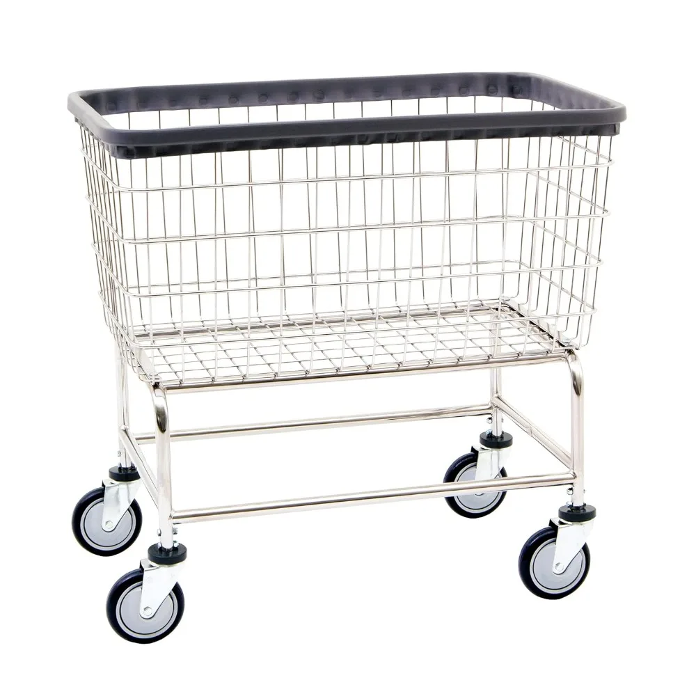 200F Extra Large Heavy Duty Wire Laundry Cart | 4.5 Bushel | Steel Frame with Chrome Finish | Commercial Laundry Basket
