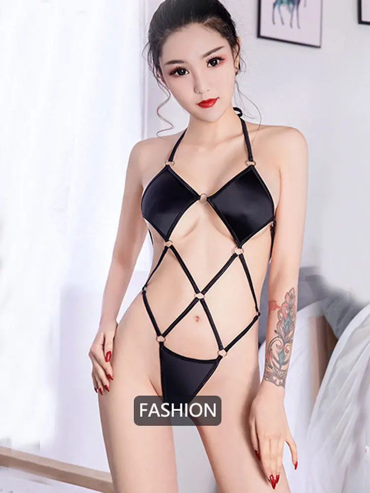 

High Cut Thong Bodysuit Hollwo Out Backless Halter One Piece Swimwear For Women Sexy Beach Swimsuit Bandage Exotic Bath Wear