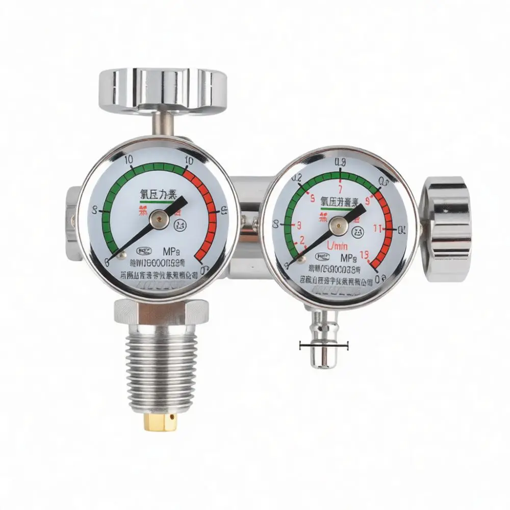 Portable Oxygen Regulator Flow Valve Aluminum Pressure Gauge Connector For Medical Ventilator Emergency Transport Rescue Kit