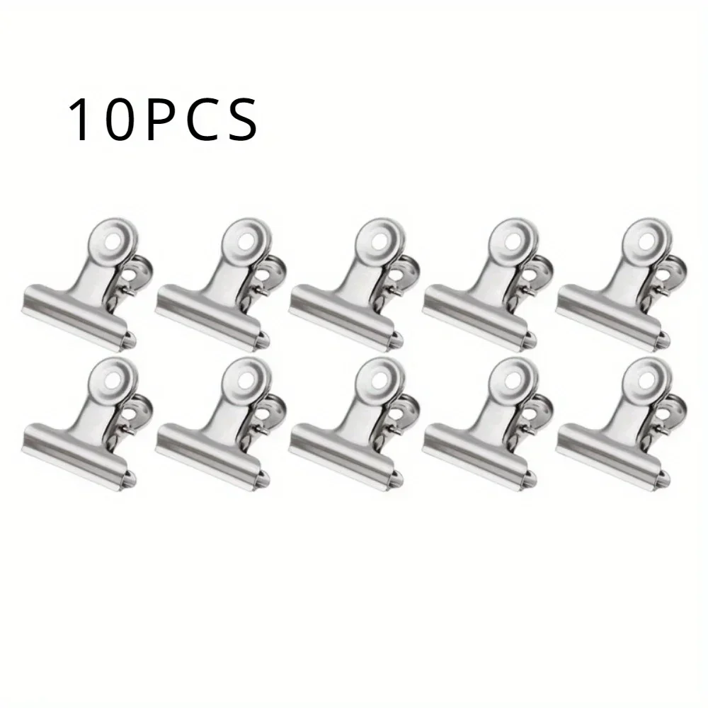 10Pcs Stainless Steel Clips Food Closure Clips  Paper Bag Clips Document  Bag Sealer  Sealing Machine  Kitchen Gadgets