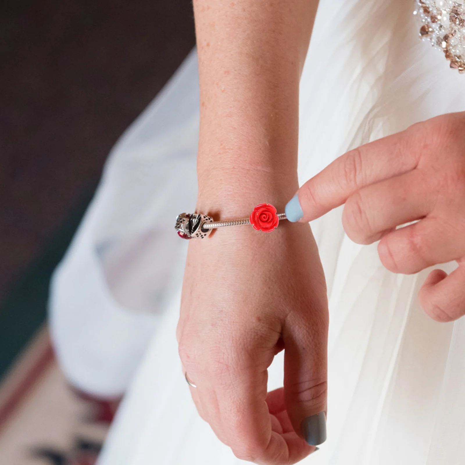 

50pcs Red For Diy Bracelet Necklace Jewelry Making Bracelet Necklace Craft Accessories Resin Earrings Beads Flower Beads