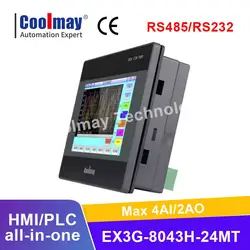 Coolmay 4.3 pollici hmi plc tutto in uno 4.3 pollici 12 transistor uscita 2AI 2AO RS485 controllo automazione LOGO personalizzato