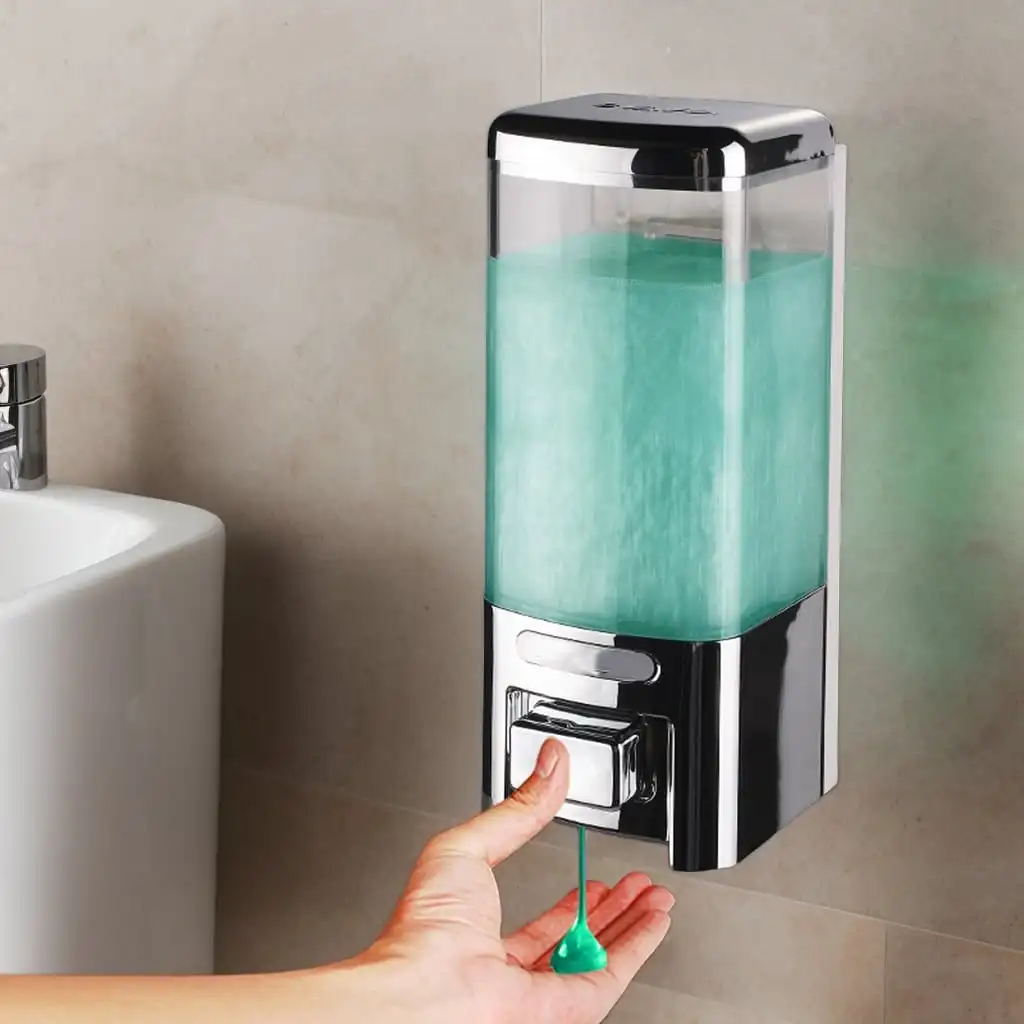 

Tatukiko ABS 500ML Hotel Bathroom Wall Mounted Manual Double Headed Soap Dispenser Without Punching Holes, Shower Gel Bottle For