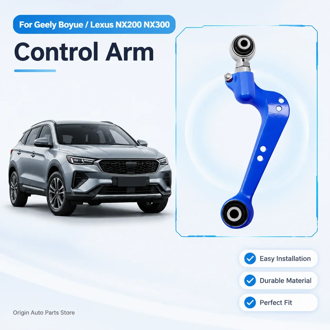Rear Adjustable Camber Control Arm & Tie Rod, Direct Fit Alignment Tire Wear Fix for Geely Boyue Lexus NX 200 300
