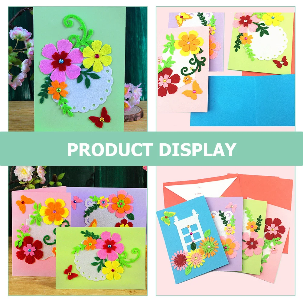 6 stuks kinderen doe-het-zelf ambachten materiaal non-woven wenskaarten kit handgemaakte projecten voor school huisdecoratie wenskaarten kit