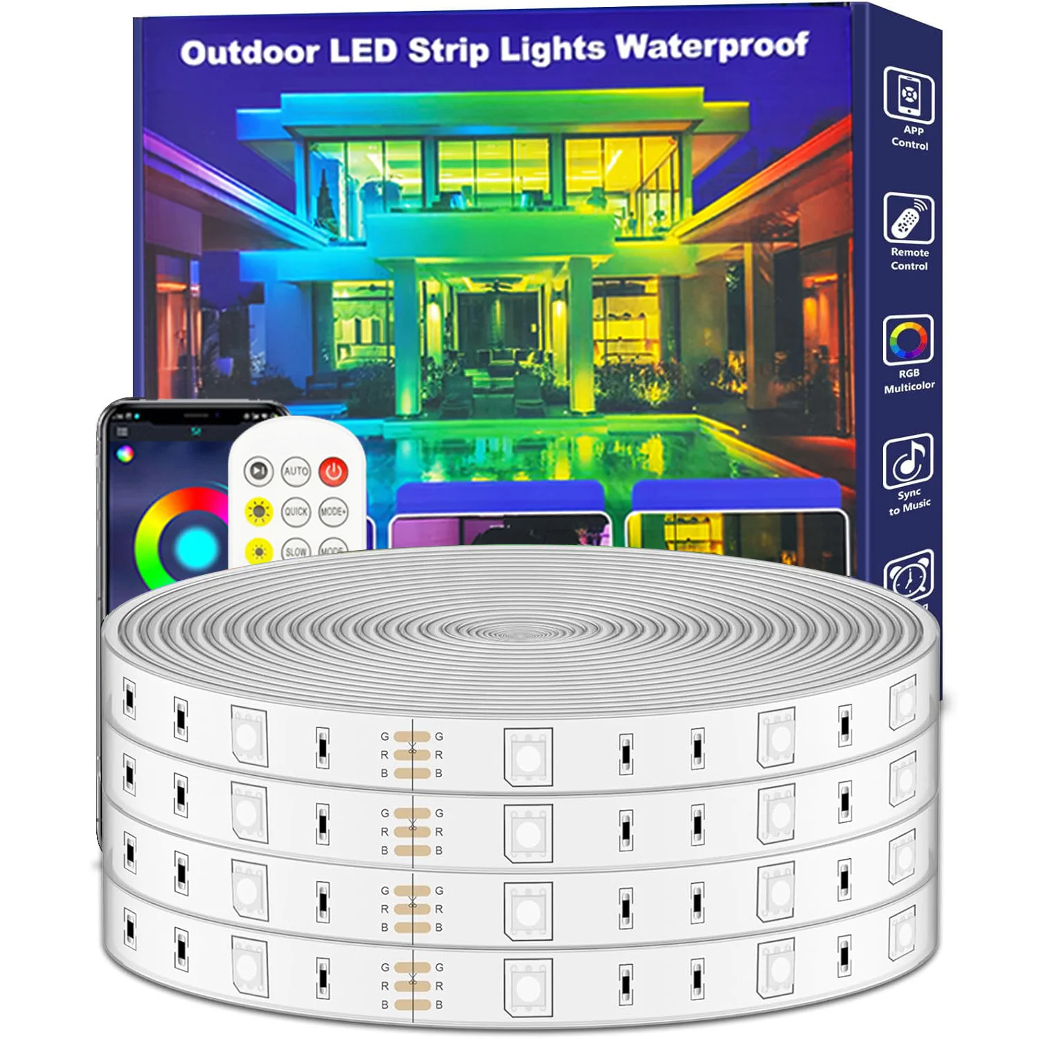 

Led Strip Lights IP68 Waterproof 24V Outdoor Led Light RF Remote Bluetooth App Control Rope Light Garden Pool Decor 10M 30M 50M