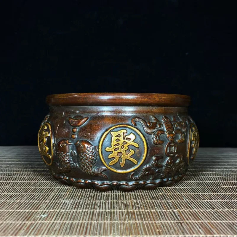 Antique Thickened Copper Ornament Gathering Treasure Basin Cultural Plaything Countryside Collecting Old Objects