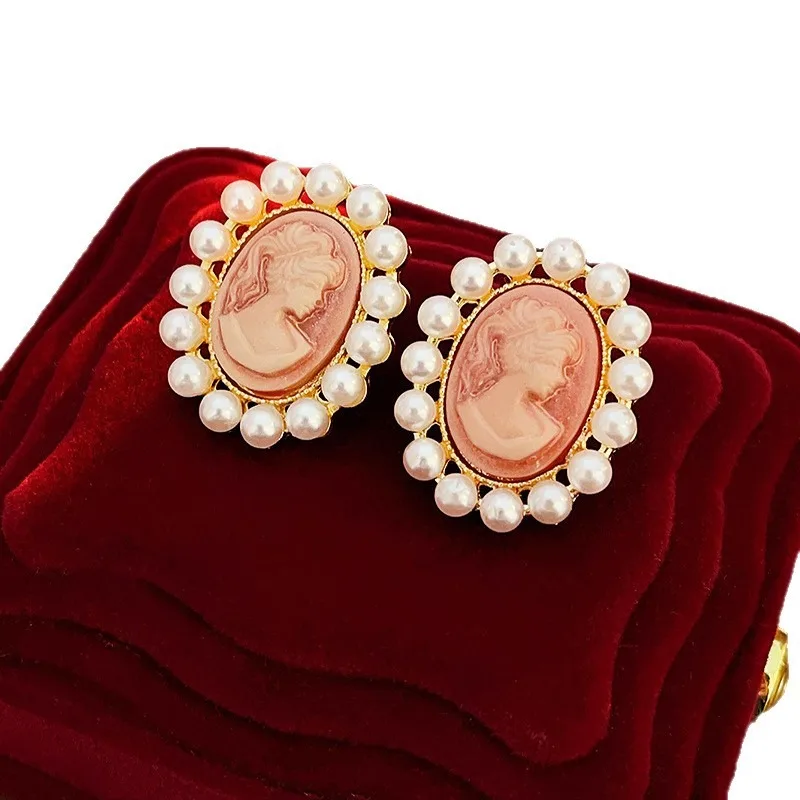 Antique Floral Pearl Stud Earrings Courtly Style Distinctive Elegance Versatile Elaborately Crafted Ear Adornments