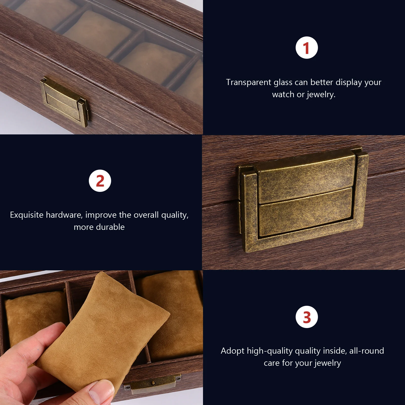 1Pcs Wooden Watch Box Brown Creative Gift Packing Container for Watches Jewelry Watch Storage Box Display Case Storage Case