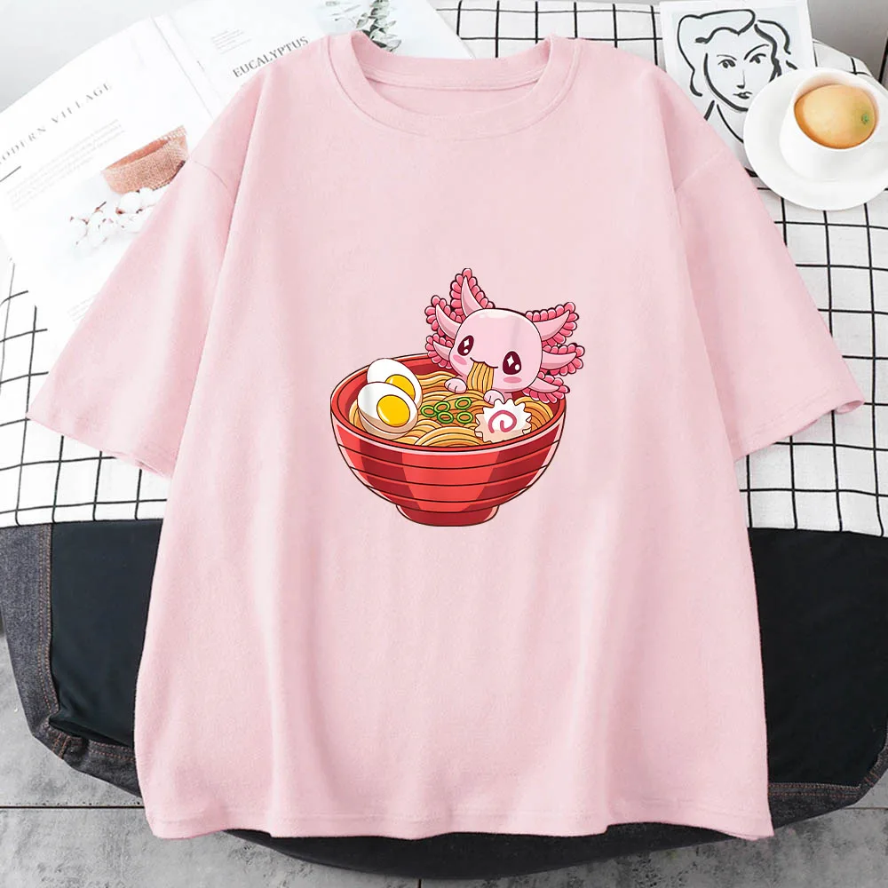 Rosa Axolotl Harajuku Frauen Männer Kleidung Kawaii/niedlichen weiblichen T-Shirt Frühling und Sommer lässig Kurzarm Tops Paare Kleidung