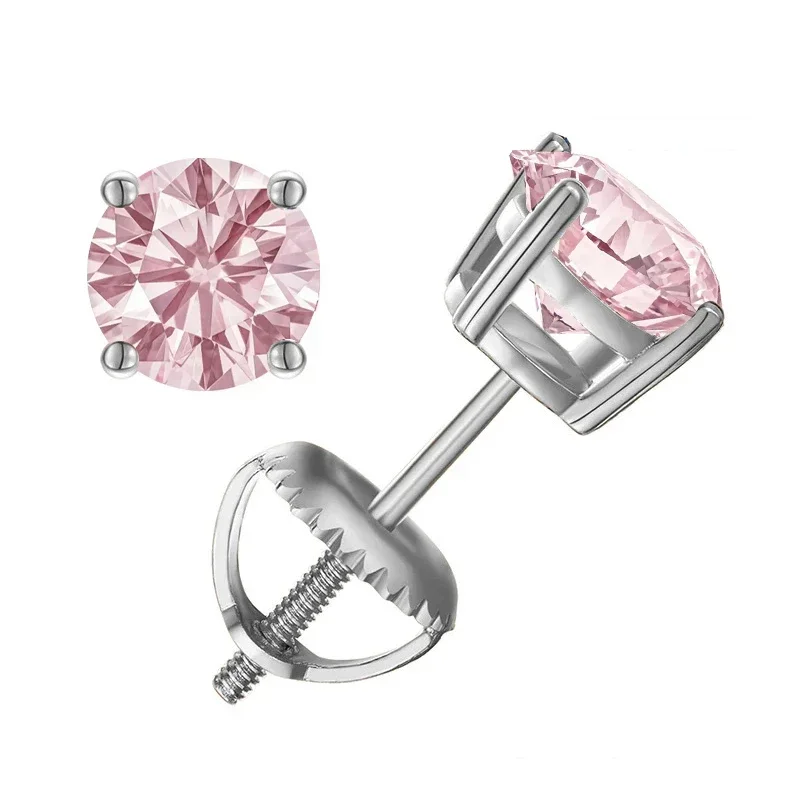 

1ct(6.5mm)x 2pcs-box Moissanite Screws Back Ear-studs Classic Four Prong Earrings S925 Sterling Silver Luxury Jewelry For Women