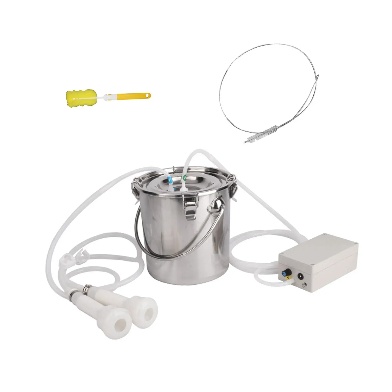 

5L Electric Cow Milking Machine Kit EU 220V Plug Versatile Milking Supplies Lightweight for Livestock Stainless Steel Bucket