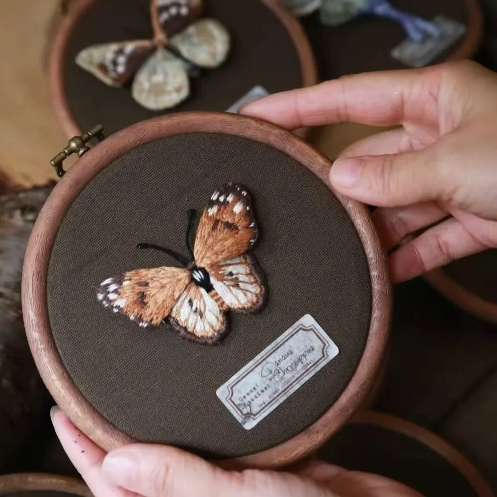 A Delicate and Exclusive Multi-Color Three-Dimensional Butterfly DIY Embroidery Kit. The Set Comes With Video Tutorials and an E