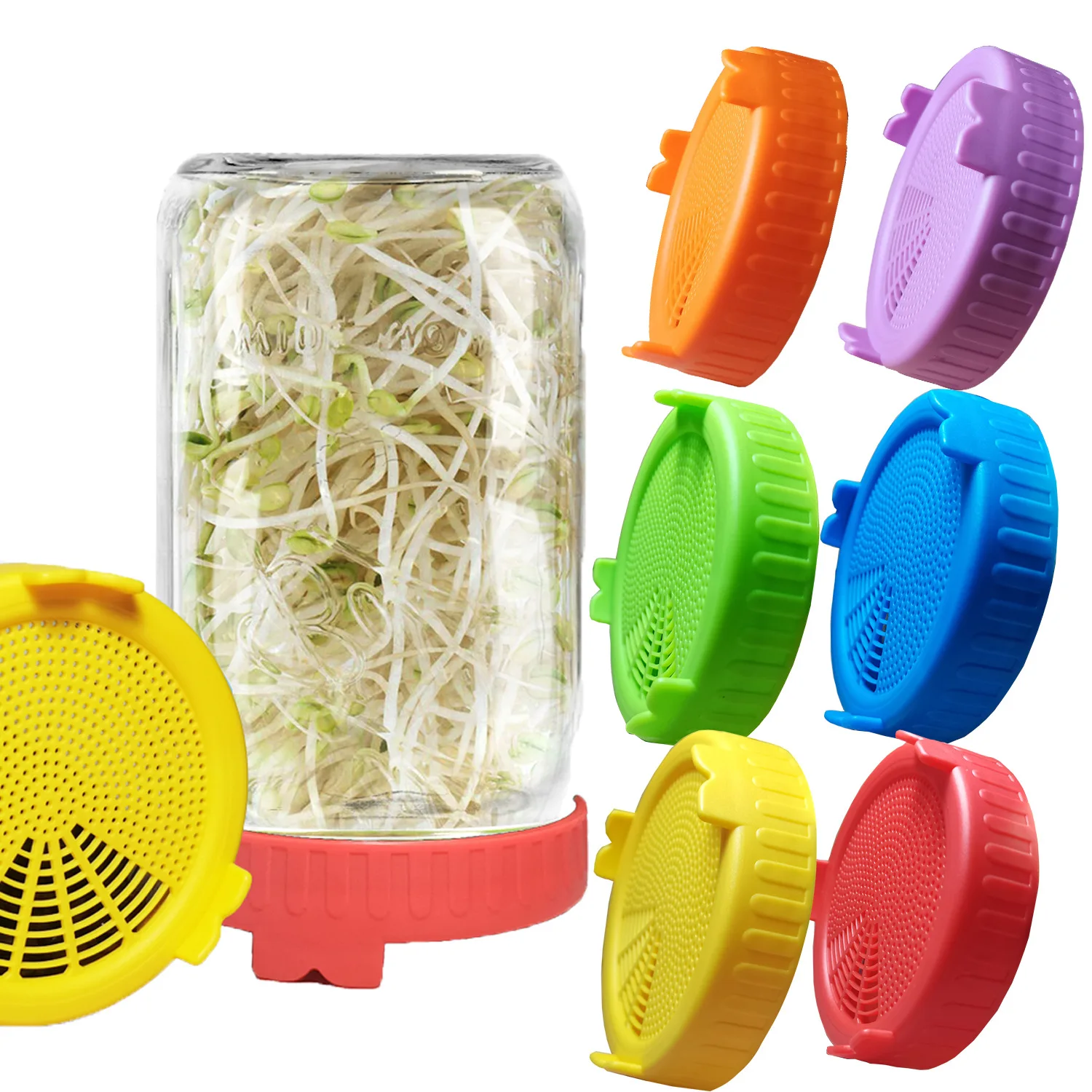 Mason jar sprouting lid wide-mouth separate lid PP food-grade Mason cup planting lid BALL Mason cap
